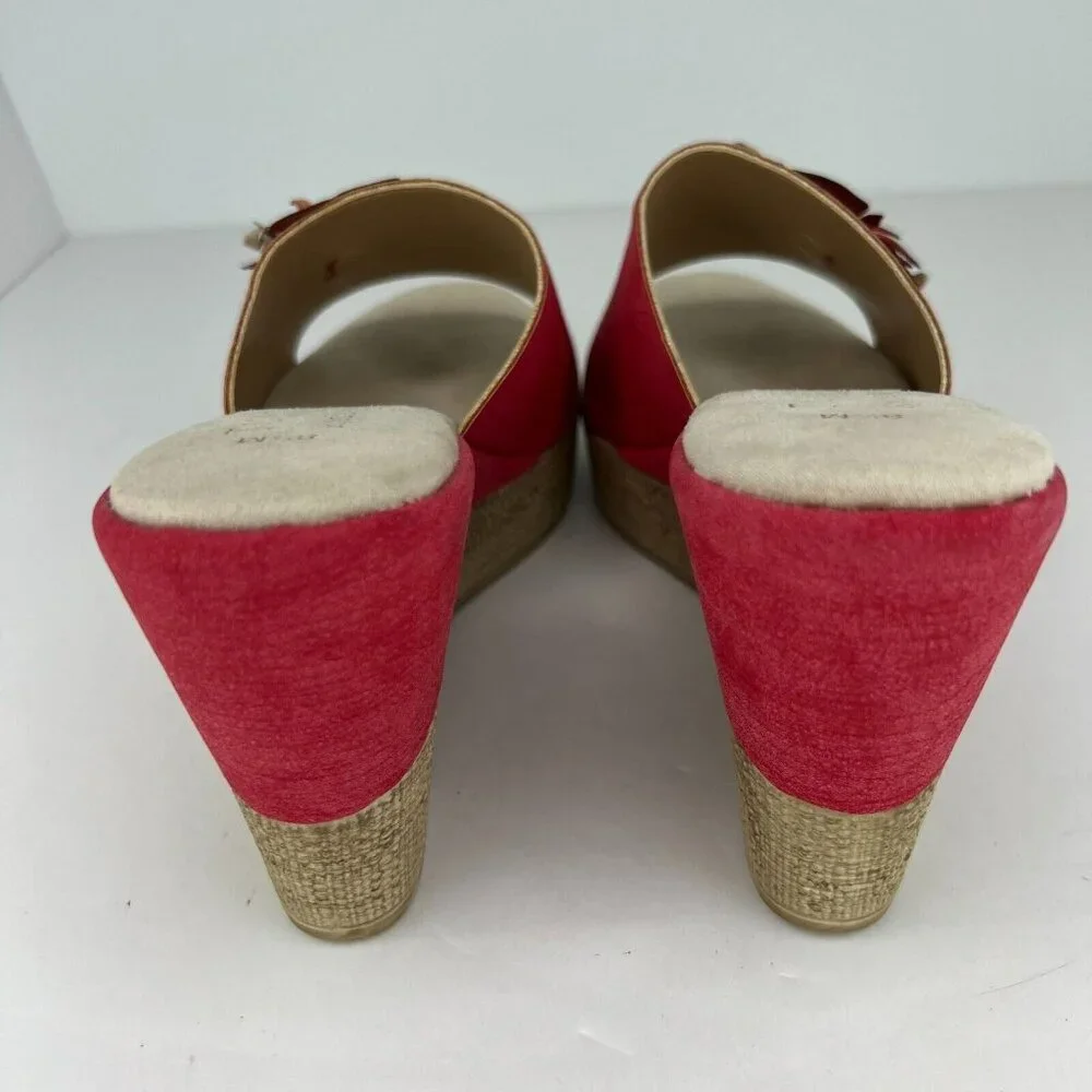 Tuscany by Easy Street Womens Red Easy Street Castello Size 8.5M Wedge Sandals